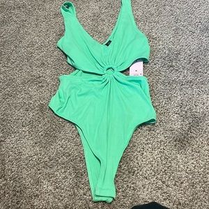 Wild Fable Neon Green Cut out Body Suit
